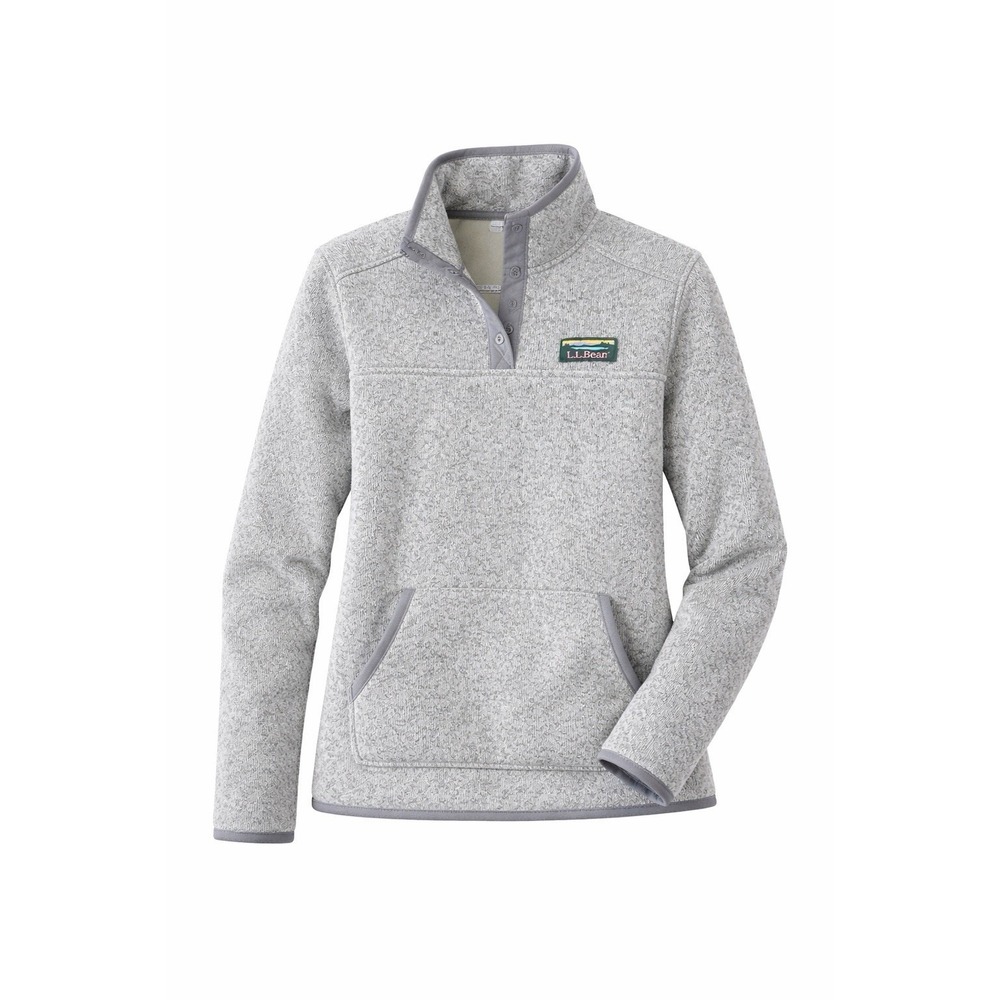 L.L. Bean Sweater Fleece Pullover Women's XL Gray Snap Neck Jacket Cozy Outdoor
